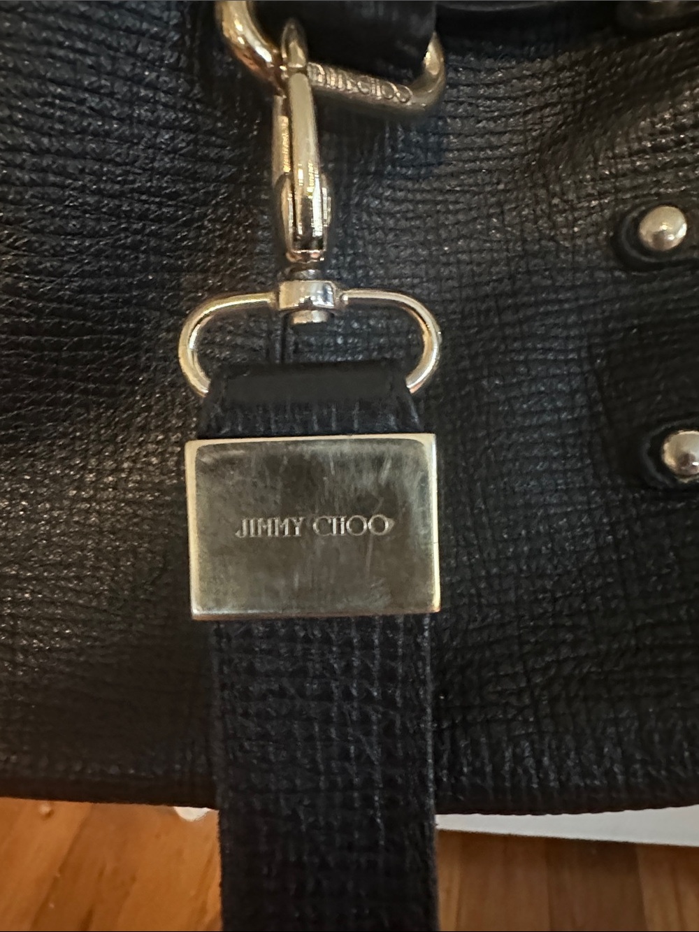 Jimmy Choo Bardia Black Leather Buckle-Accent Hobo Bag - Picture 5 of 10